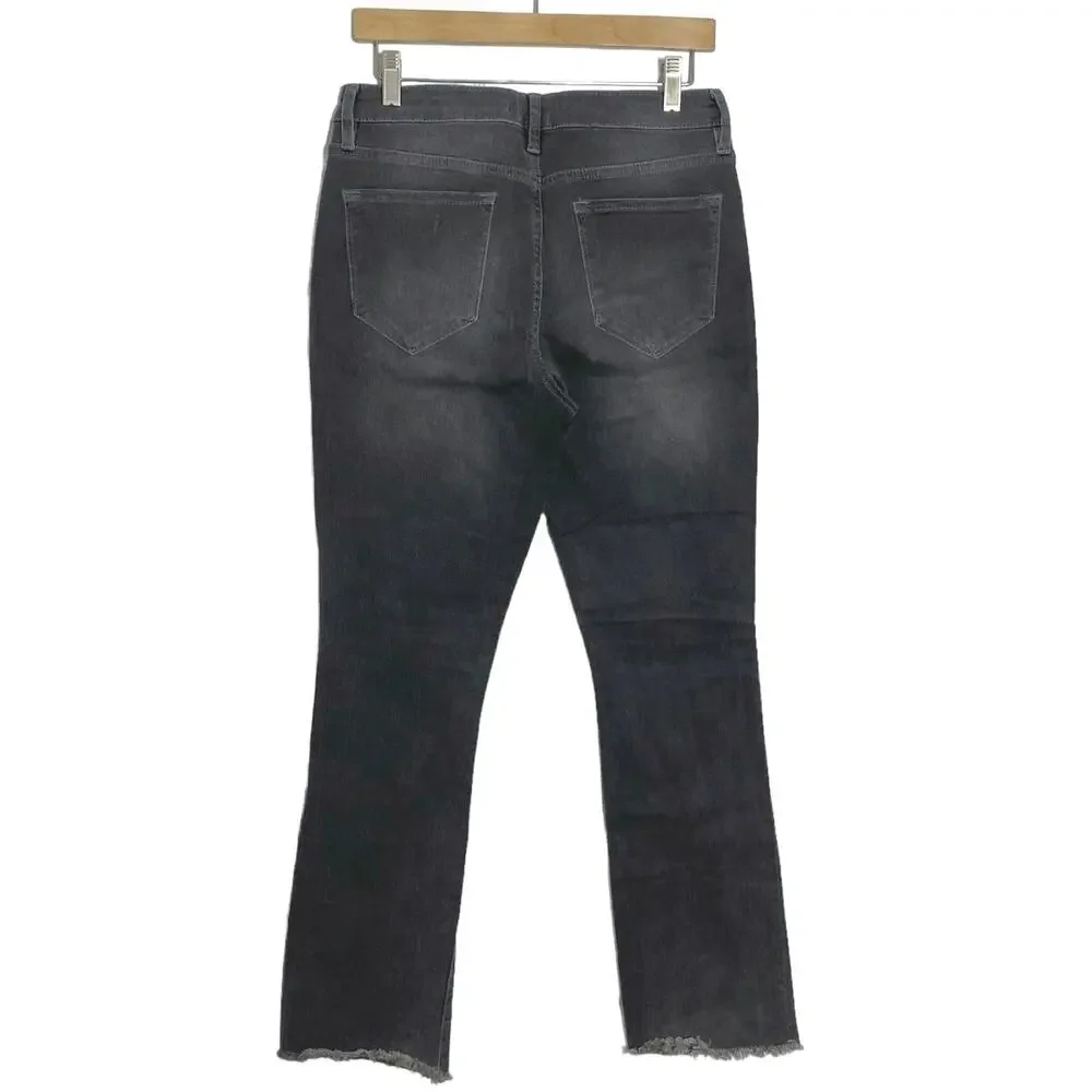 Free People Released Hem Cropped Straight leg Jeans washed black gray Size 29